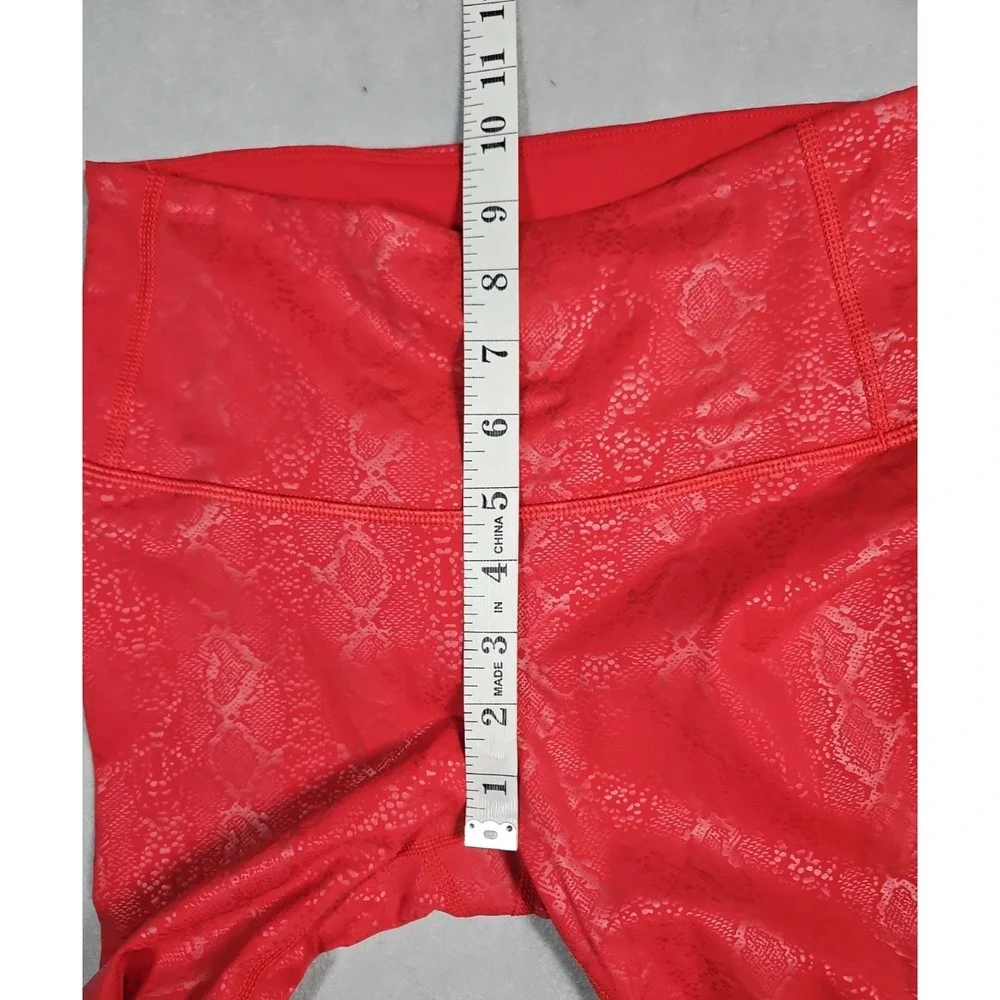 CRZ Yoga Womens Red Snakeskin Print Faux Leather Leggings Size XS NWT